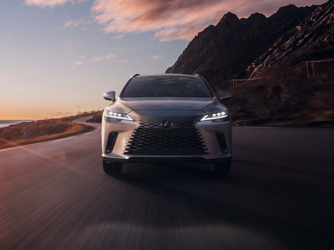 Front view of the Lexus RX driving