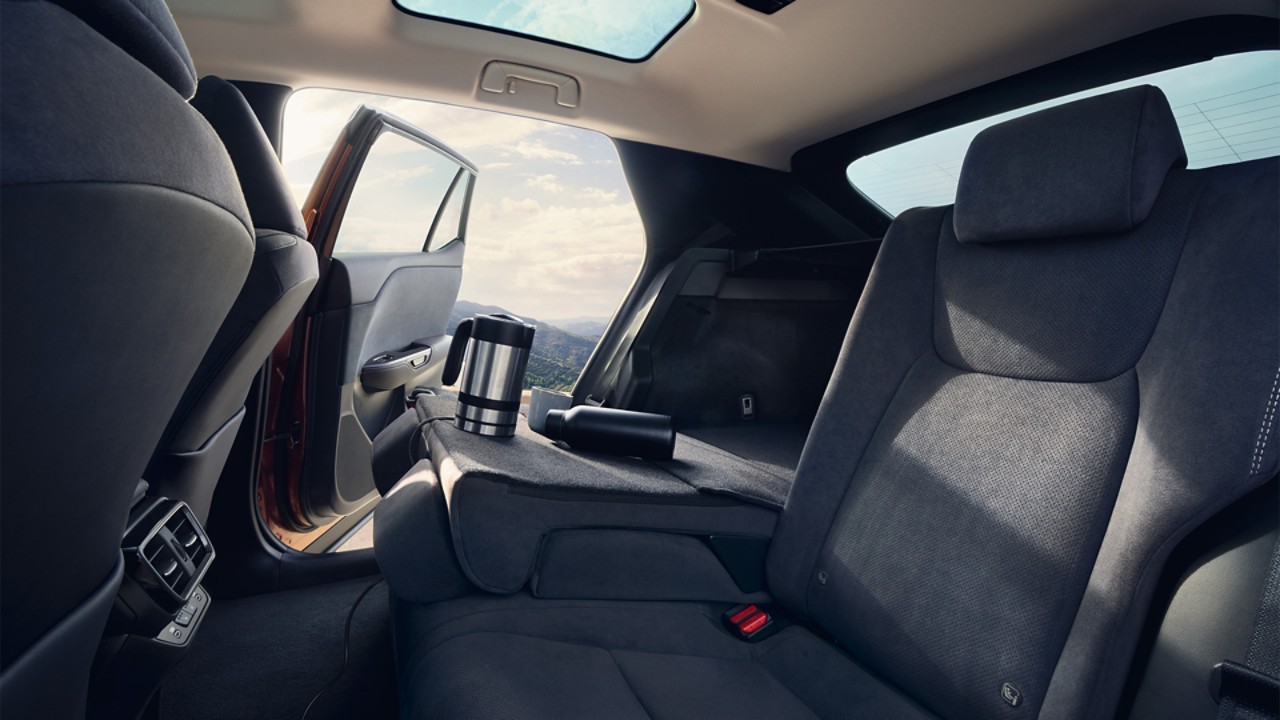 Rear passenger seats of a Lexus RZ 450e