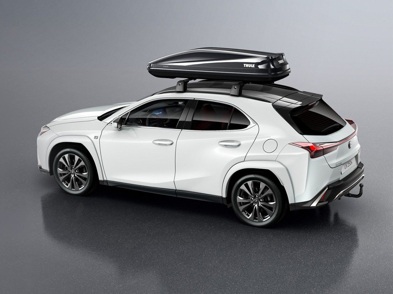 A graphic of a Lexus UX with a roof box